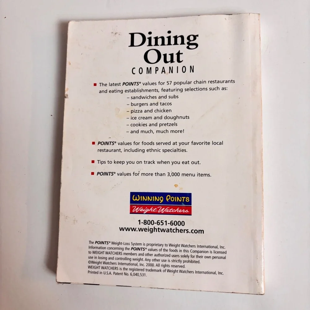 Weight Watchers Dining Out Companion Restaurant Points Guide‎ Booklet Vintage